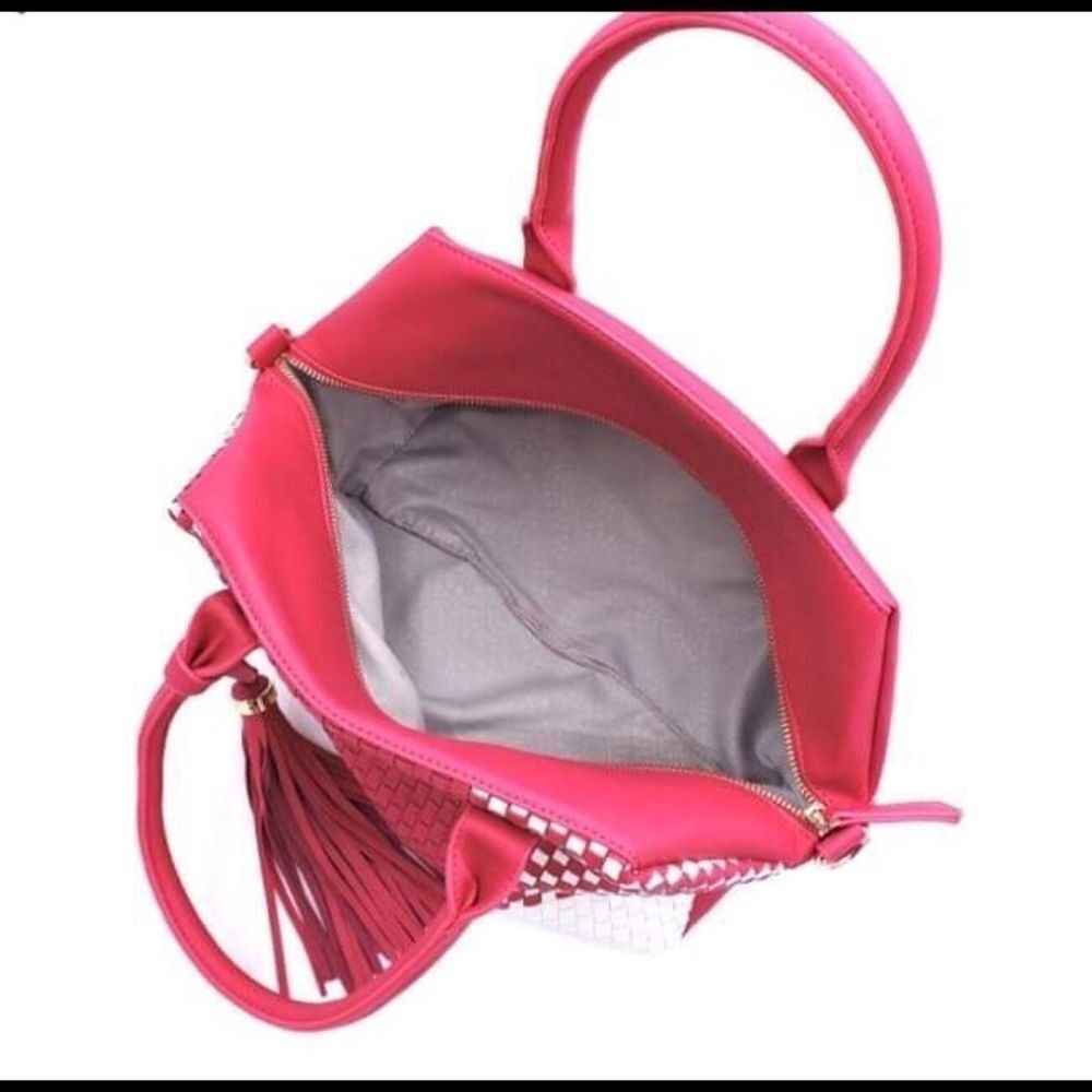 Alyssa Nicole Fashion Woven Colorblock Satchel - Picture 8 of 8
